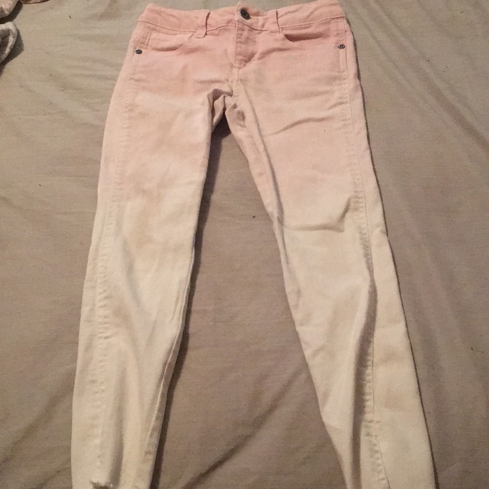 Pink and white ombré skinny jeans